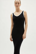 the organic cotton long ribbed tank dress black