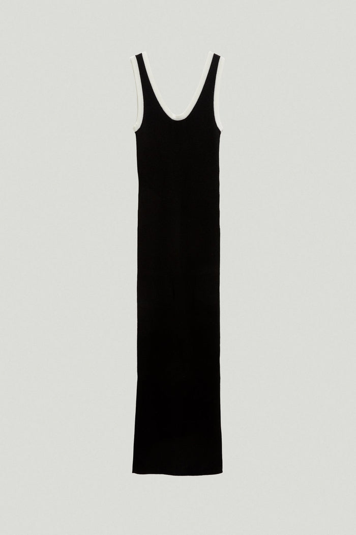 the organic cotton long ribbed tank dress black