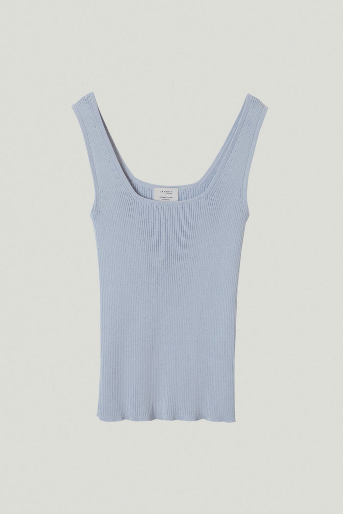 the organic cotton ribbed tank top baby blue