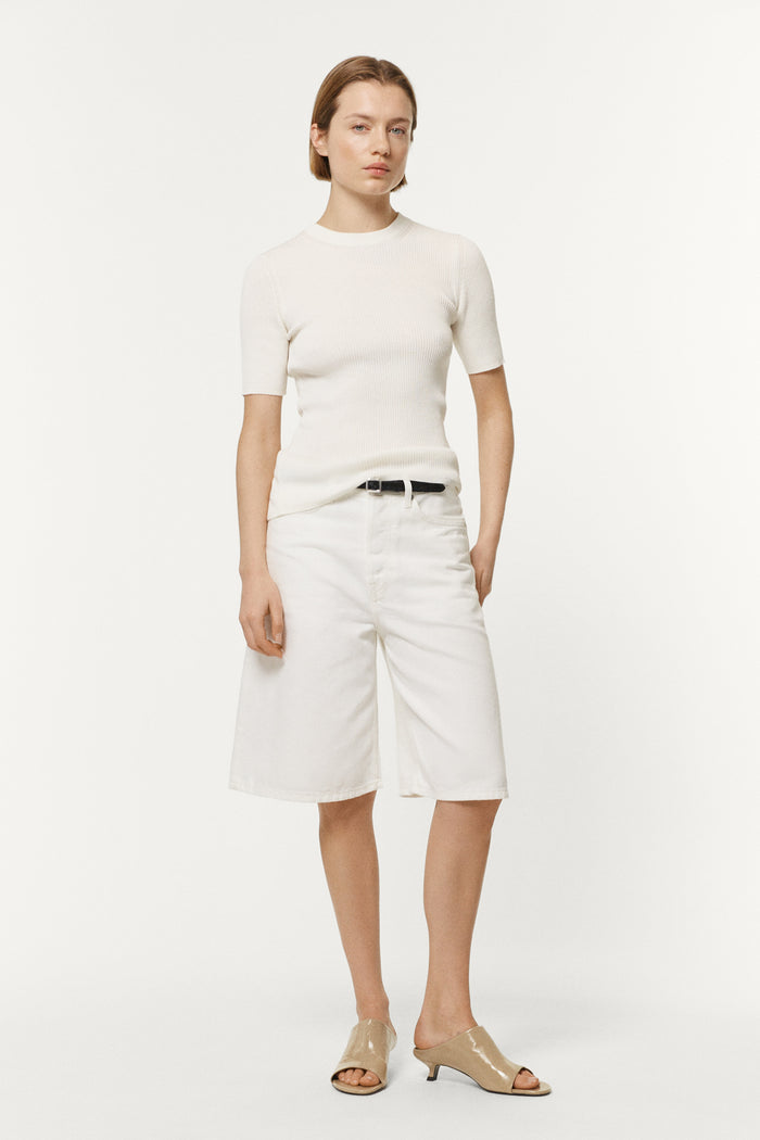 The Organic Cotton Ribbed Tee Milk White