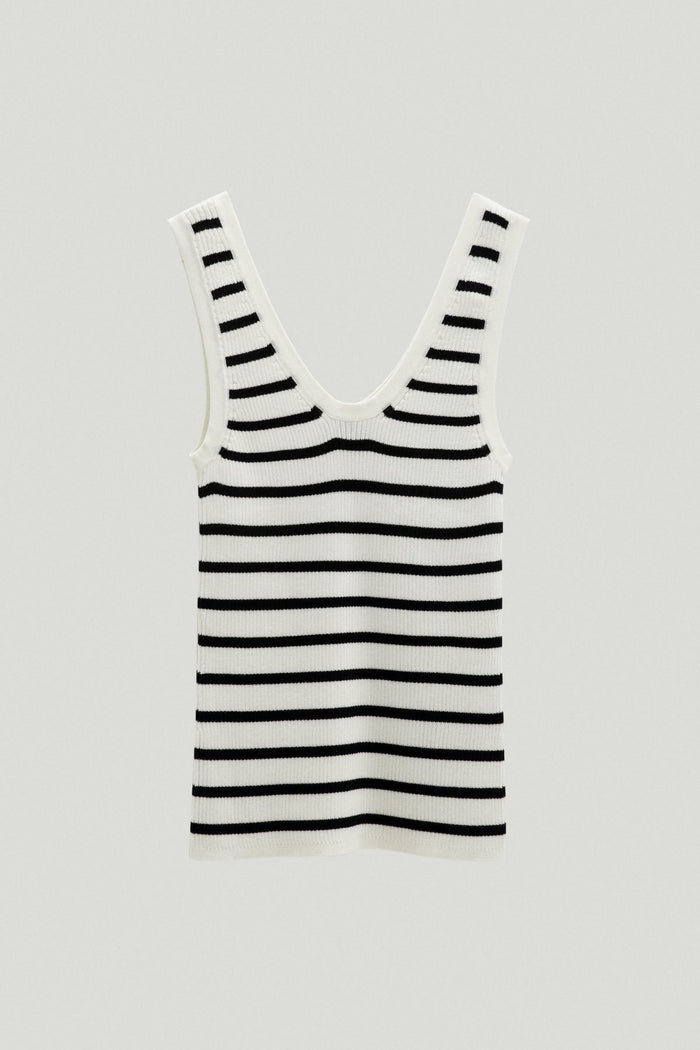 the organic cotton ribbed v neck tank top stripes