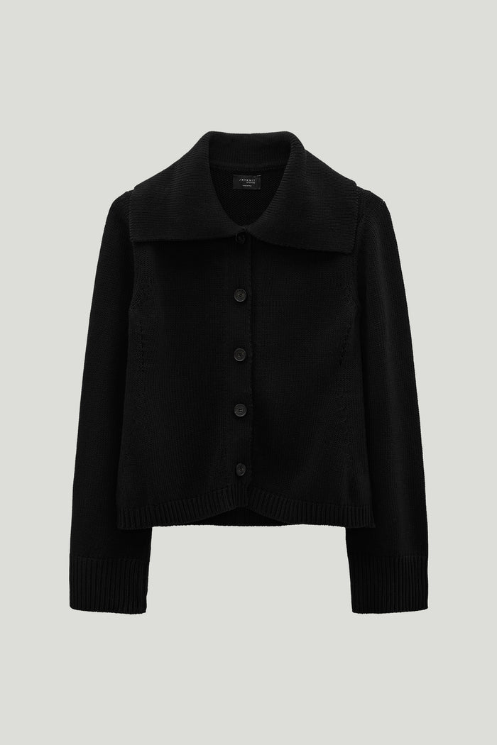 The Organic Cotton Tricot Cardigan black