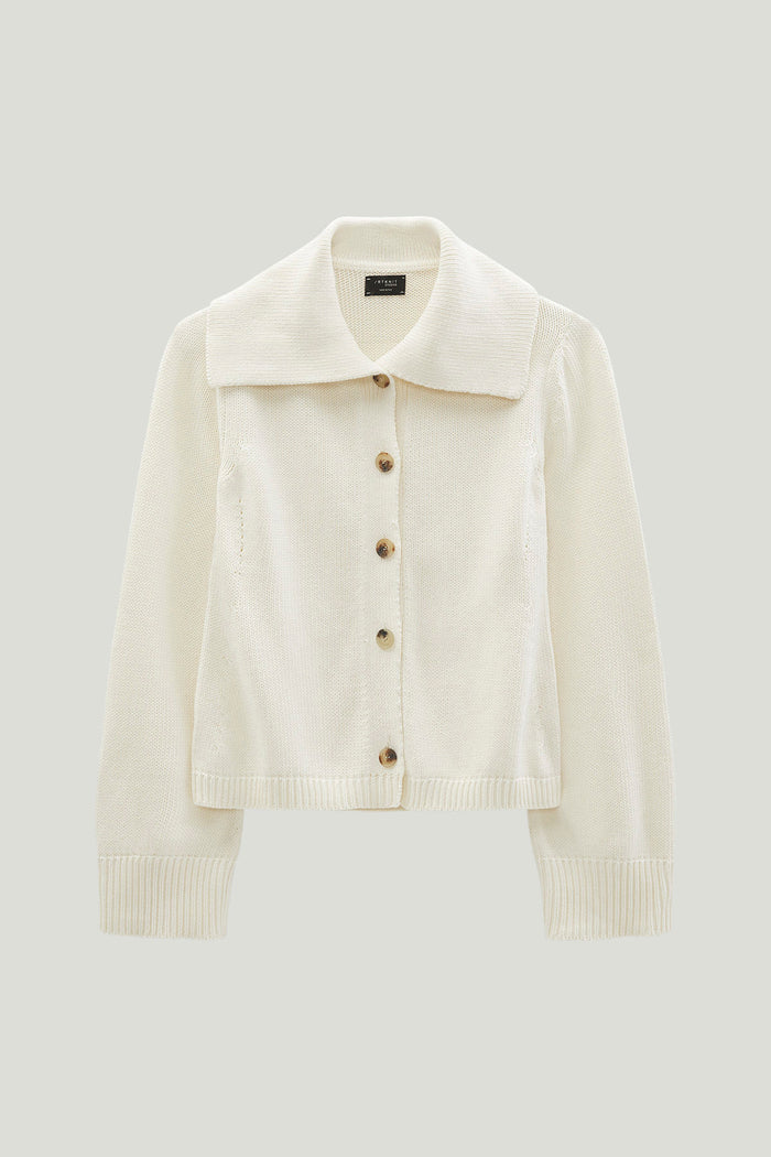 The Organic Cotton Tricot Cardigan milk white