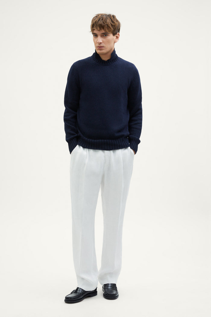the organic cotton tricot sweater crewneck deep blue