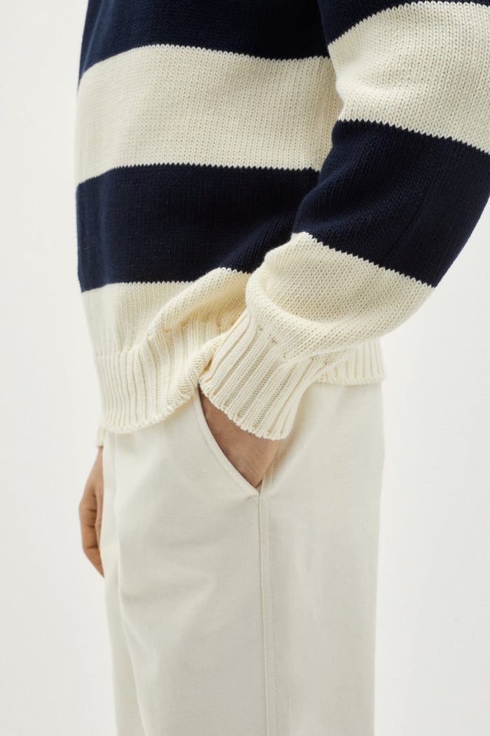 the organic cotton tricot sweater crewneck stripes