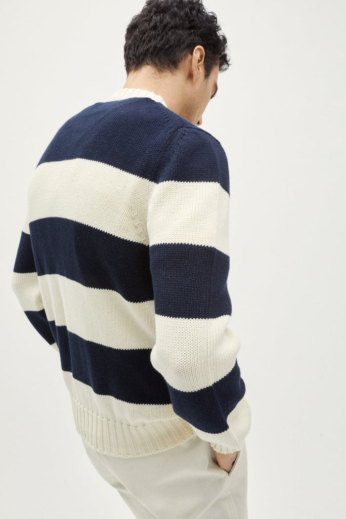 the organic cotton tricot sweater crewneck stripes