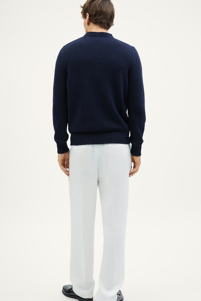 the organic cotton tricot sweater crewneck deep blue