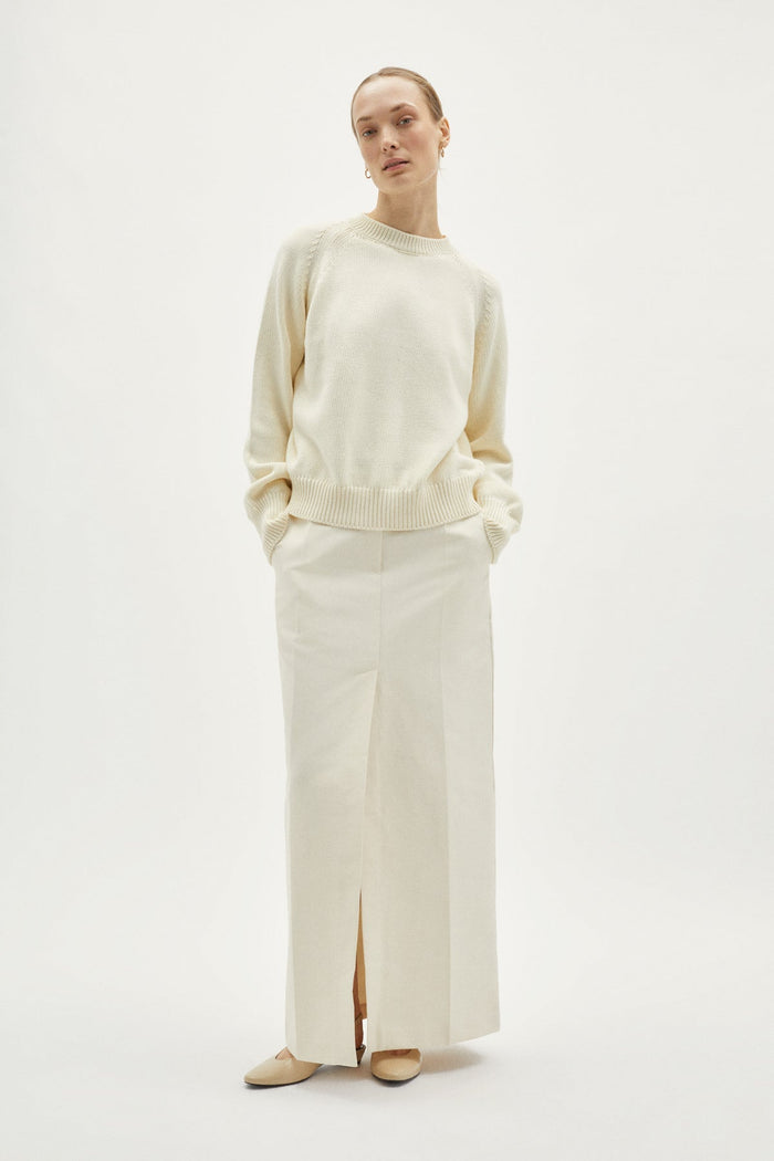 the organic cotton tricot sweater milk white