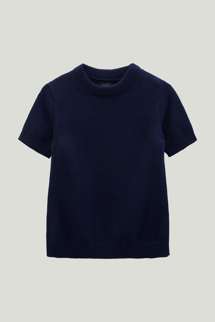 organi cotton tricot t-shirt blue navy
