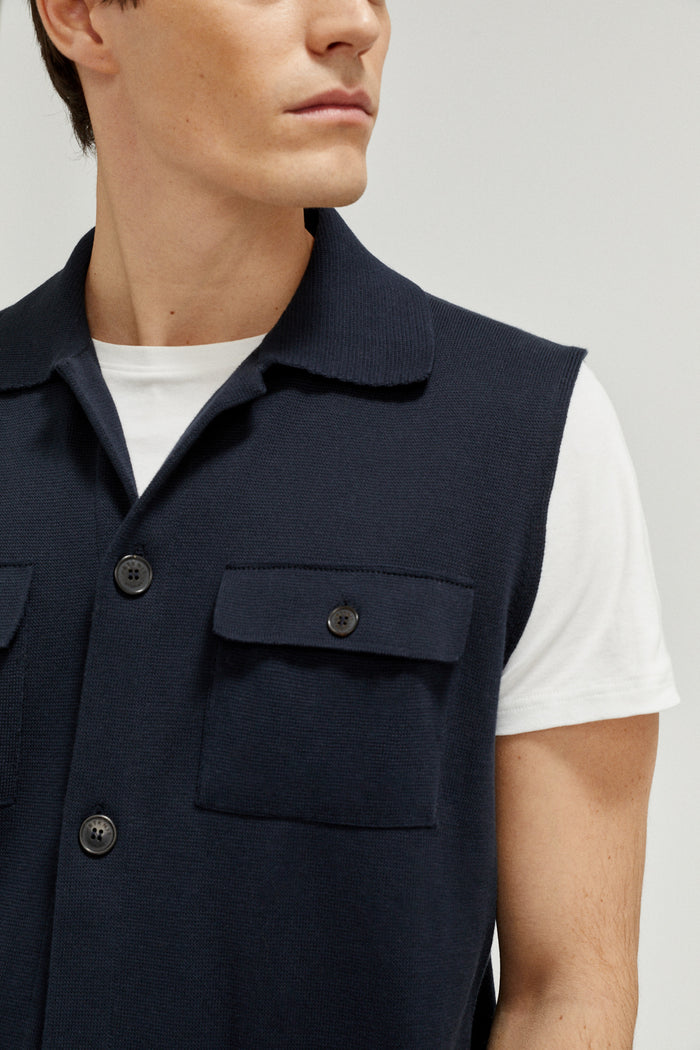 The Organic Cotton Vest blue