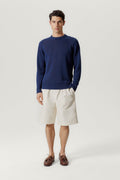 the pure linen crewneck sweater denim blue