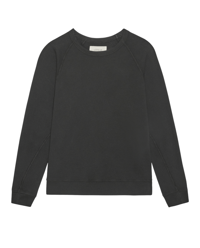 The Rookie Sweatshirt by SP26 New Knits in Solid -- Almost Black, featuring long sleeves, is displayed laid flat on a white background.