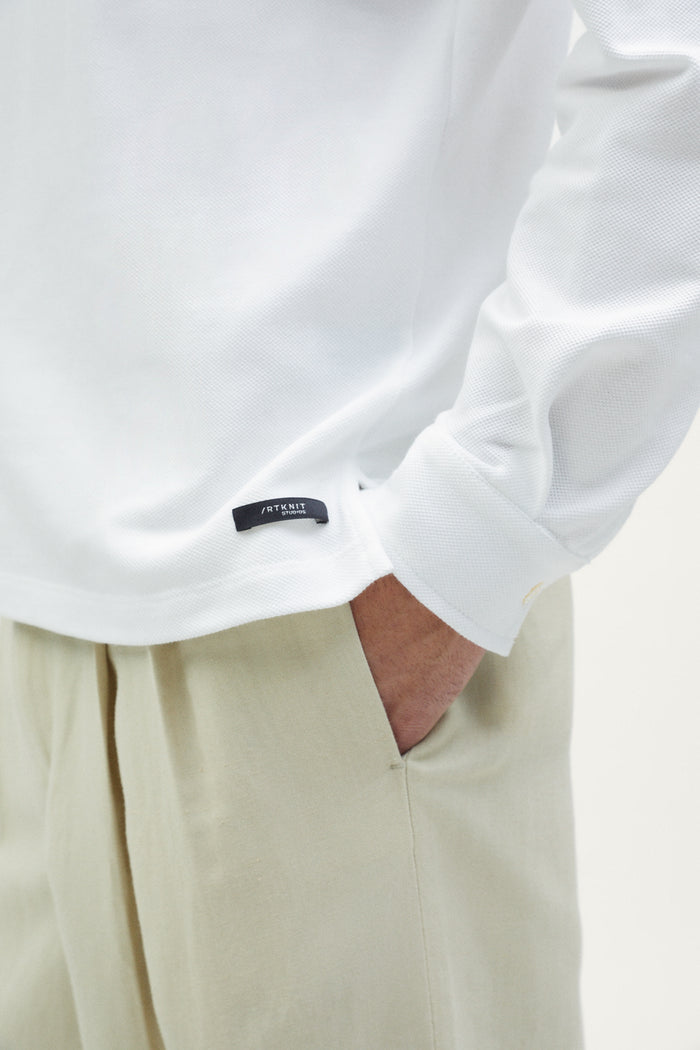 The Organic Cotton Piqué Long Sleeve Polo off white