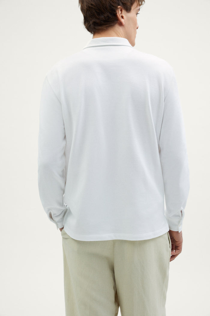 The Organic Cotton Piqué Long Sleeve Polo off white