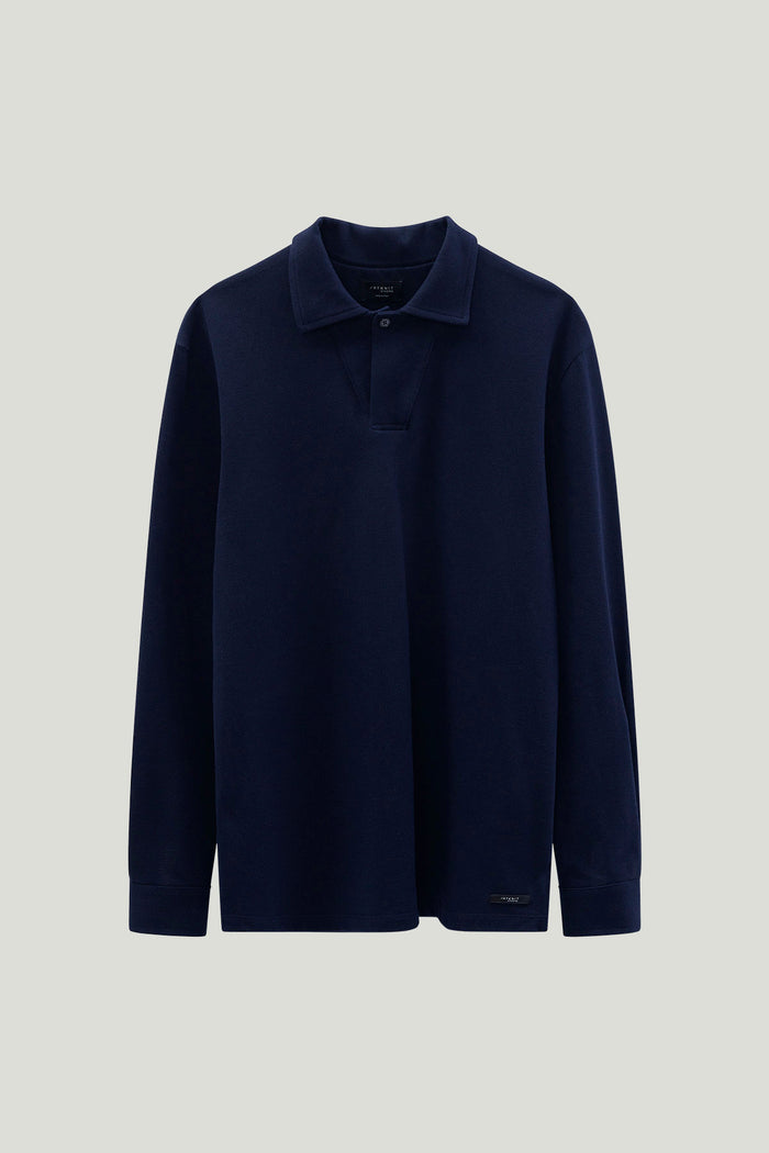 The Organic Cotton Piqué Long Sleeve Polo blue navy