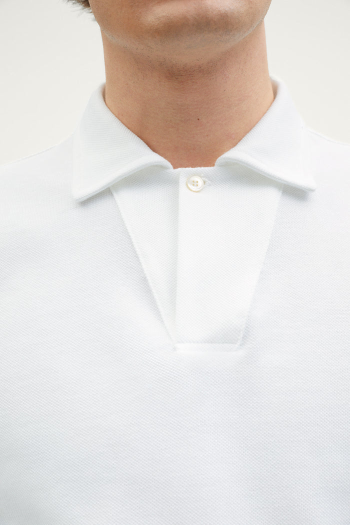 The Organic Cotton Piqué Short Sleeve Polo off white