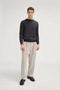 the superior cashmere classic round neck charcoal grey