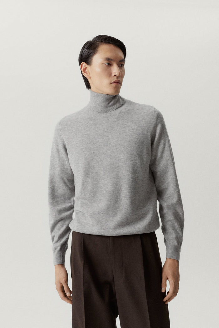 the ultrasoft roll neck sweater grey melange