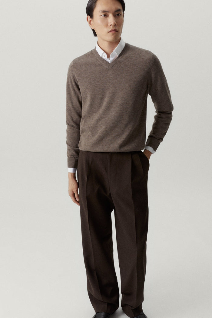 the ultrasoft v neck sweater brown melange
