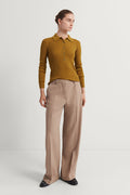 The Ultrasoft Wool Buttoned Polo Green Curry