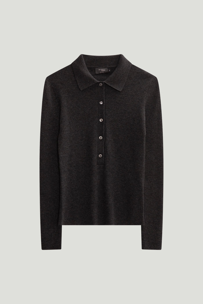 The Ultrasoft wool Buttoned Polo - grey