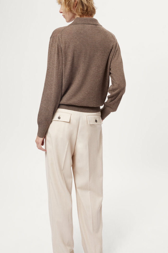 The Ultrasoft wool Classic Polo brown melange