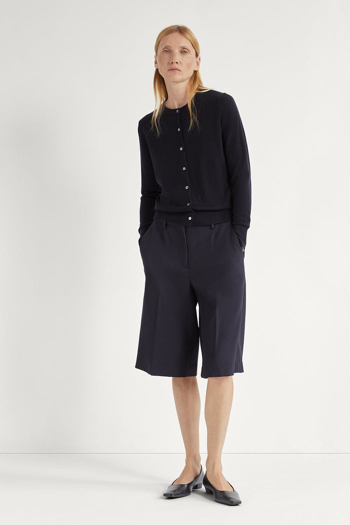 The Ultrasoft Wool Crewneck Cardigan Midnight Blue