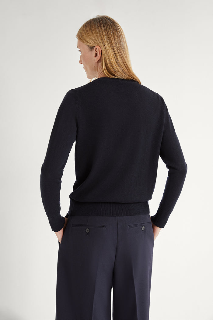The Ultrasoft Wool Crewneck Cardigan Midnight Blue