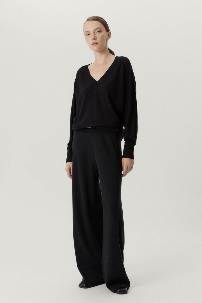 the ultrasoft wool palazzo pants black