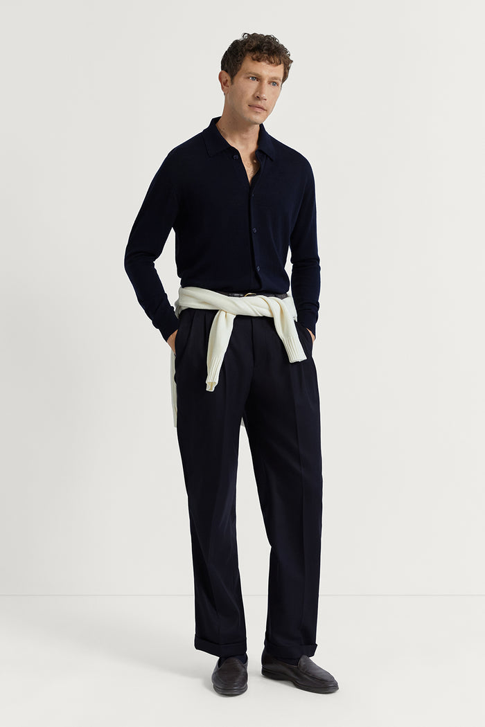 The Ultrasoft Wool Polo Shirt Midnight Blue
