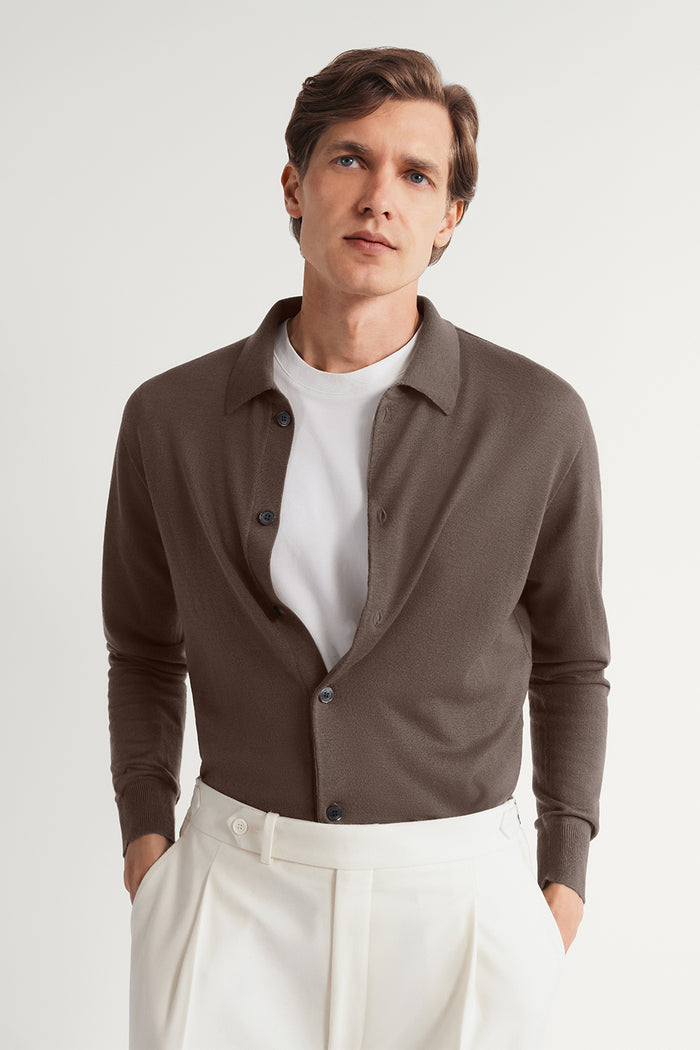 The Ultrasoft Wool Polo Shirt Clay