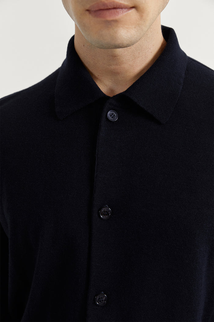 The Ultrasoft Wool Polo Shirt Midnight Blue