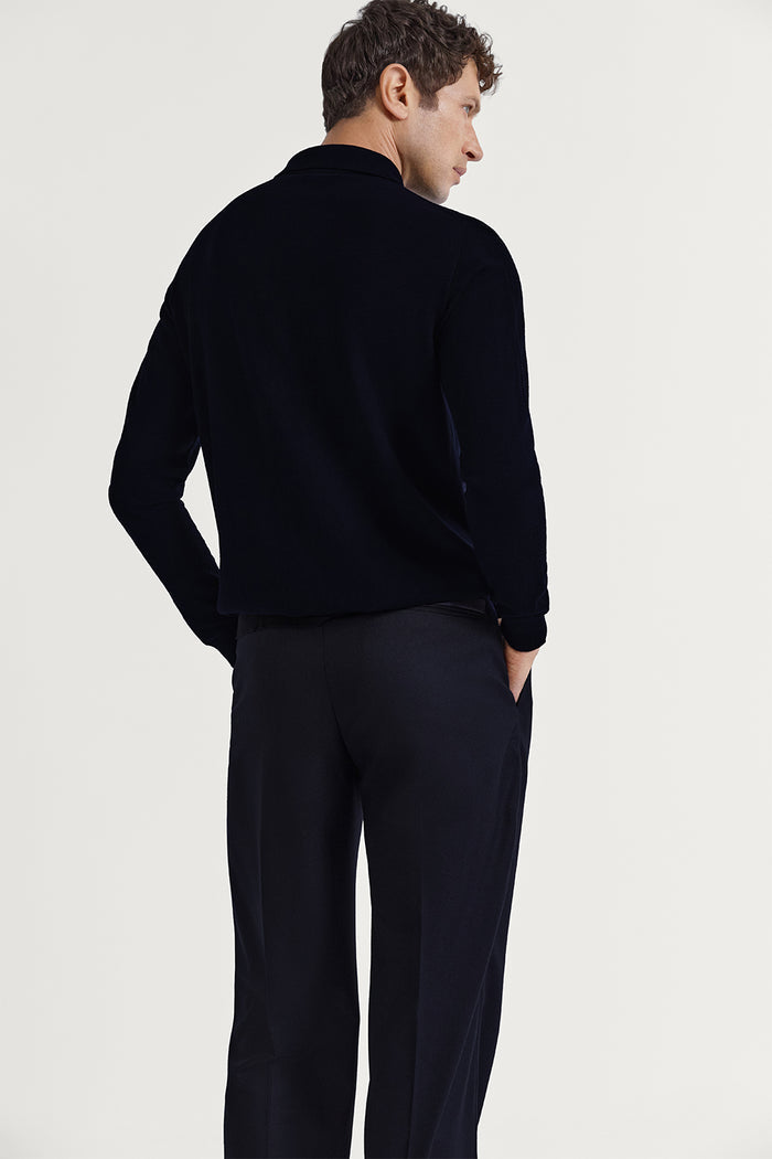 The Ultrasoft Wool Polo Shirt Midnight Blue