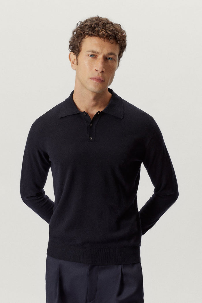 the ultrasoft wool polo midnight blue