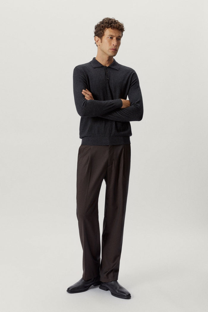 the ultrasoft wool polo anthracite melange