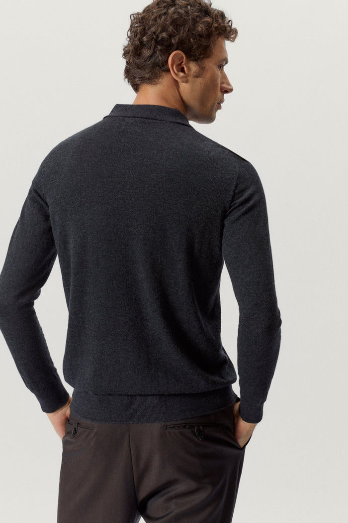 the ultrasoft wool polo anthracite melange