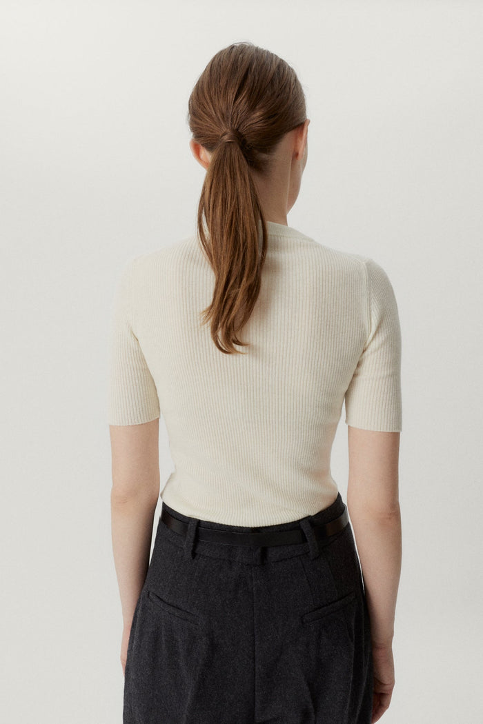 the ultrasoft wool ribbed t shirt natural white