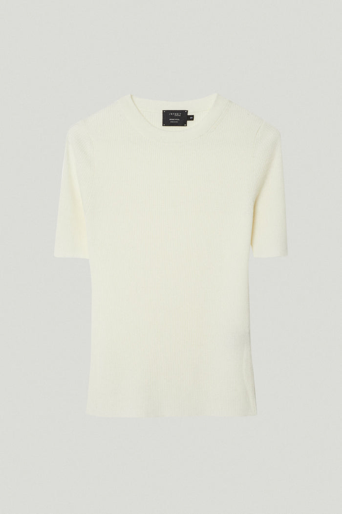 the ultrasoft wool ribbed t shirt natural white