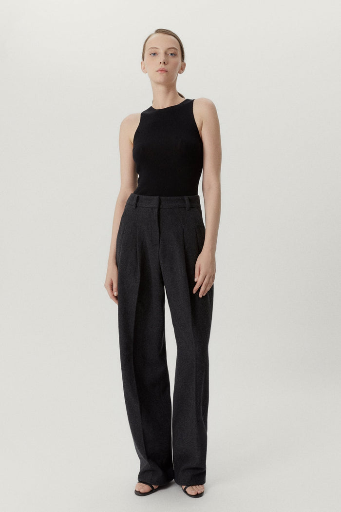 the ultrasoft wool ribbed tank top black