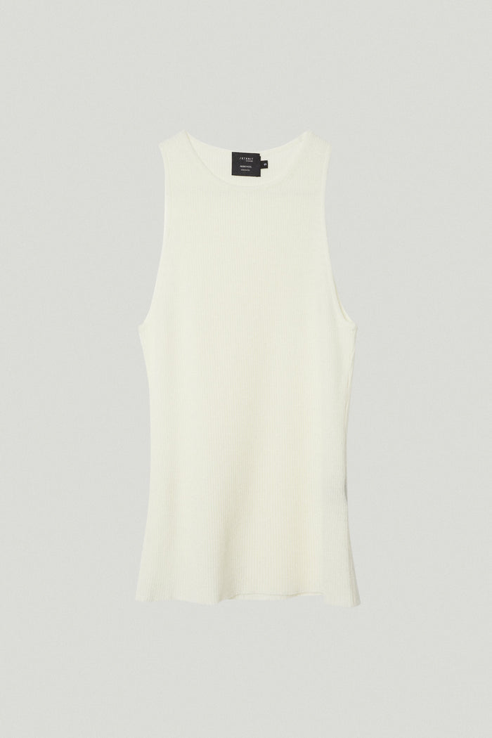 the ultrasoft wool ribbed tank top natural white