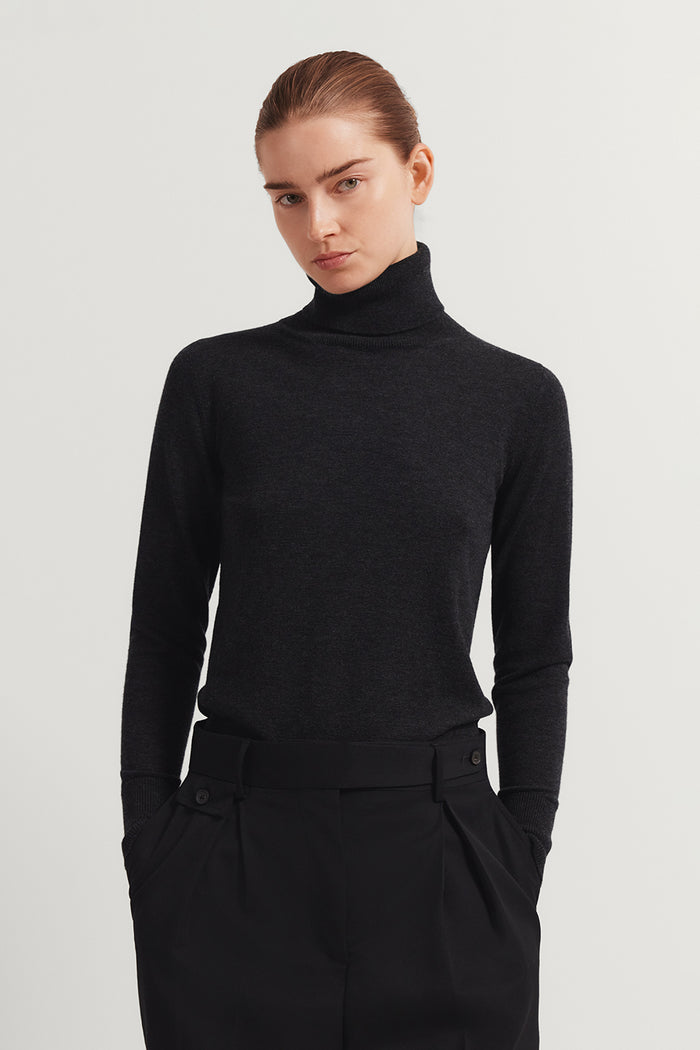 The Ultrasoft Wool Roll-Neck Anthracite Melange