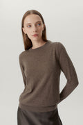 the ultrasoft wool round neck brown melange
