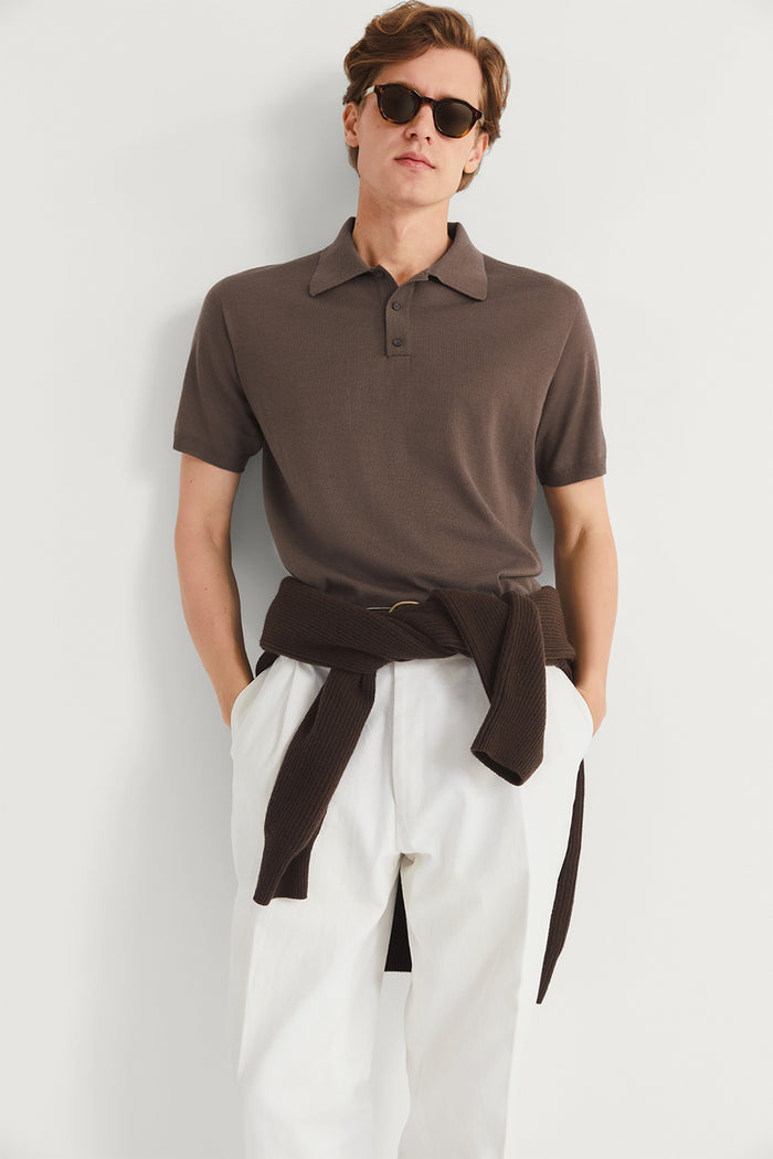 The Ultrasoft Wool Short Sleeve Polo Clay