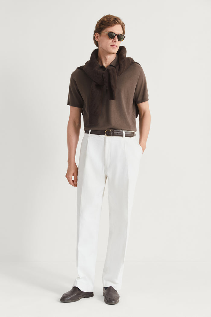 The Ultrasoft Wool Short Sleeve Polo Clay