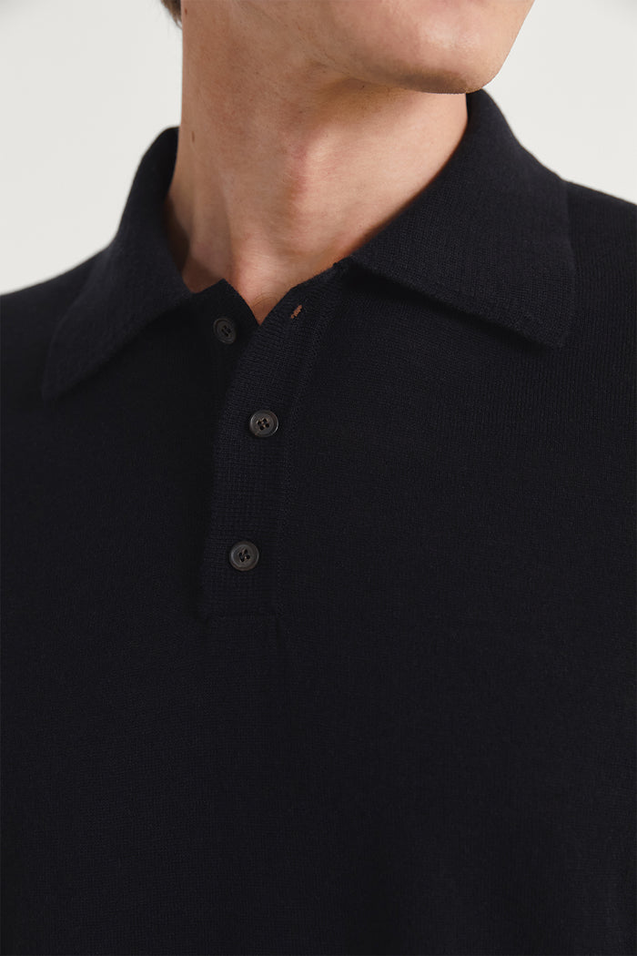 The Ultrasoft Wool Short Sleeve Polo Midnight Blue