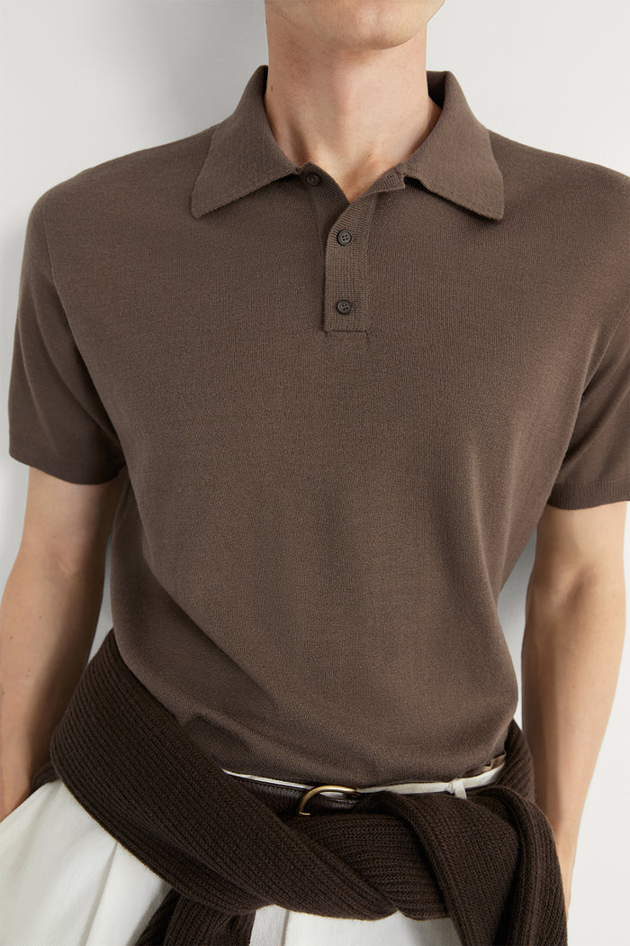 The Ultrasoft Wool Short Sleeve Polo Clay