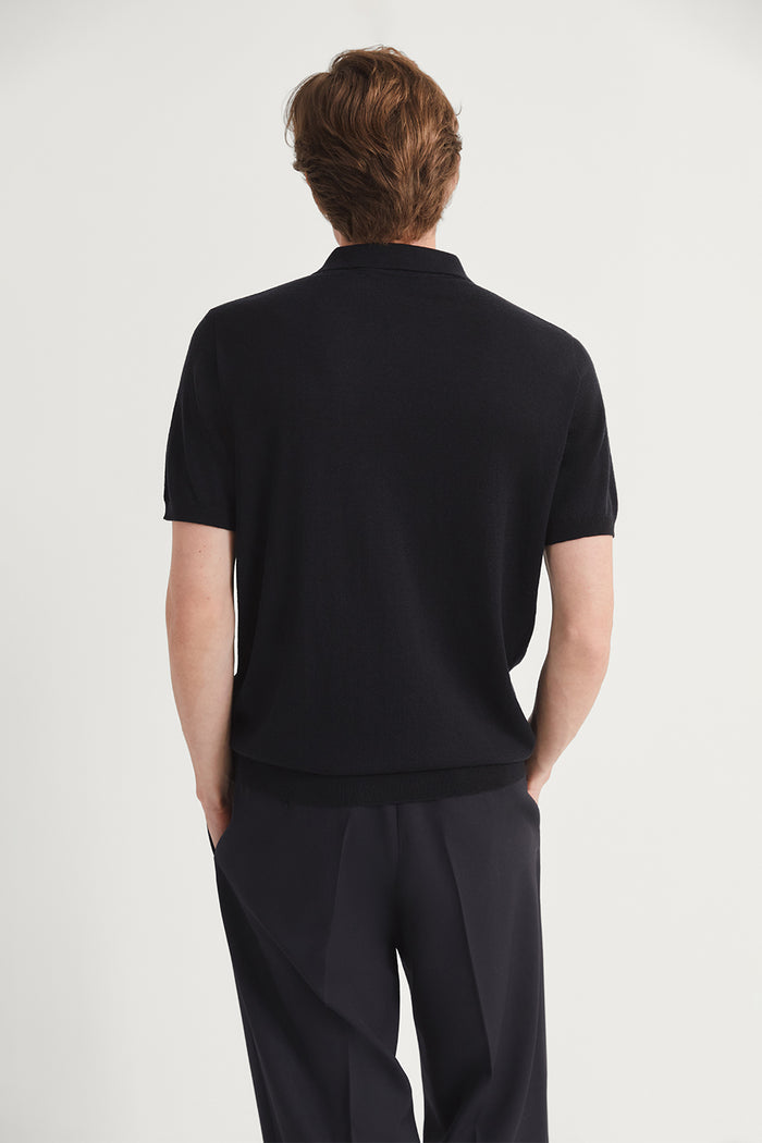 The Ultrasoft Wool Short Sleeve Polo Midnight Blue