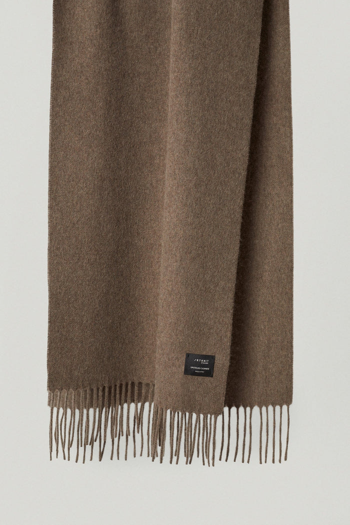 the regenerated cashmere scarf natural brown
