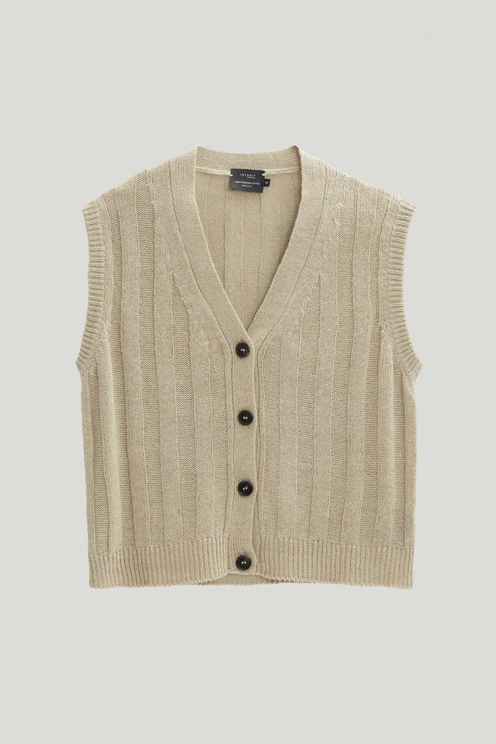 the upcycled linen vest undyed greige