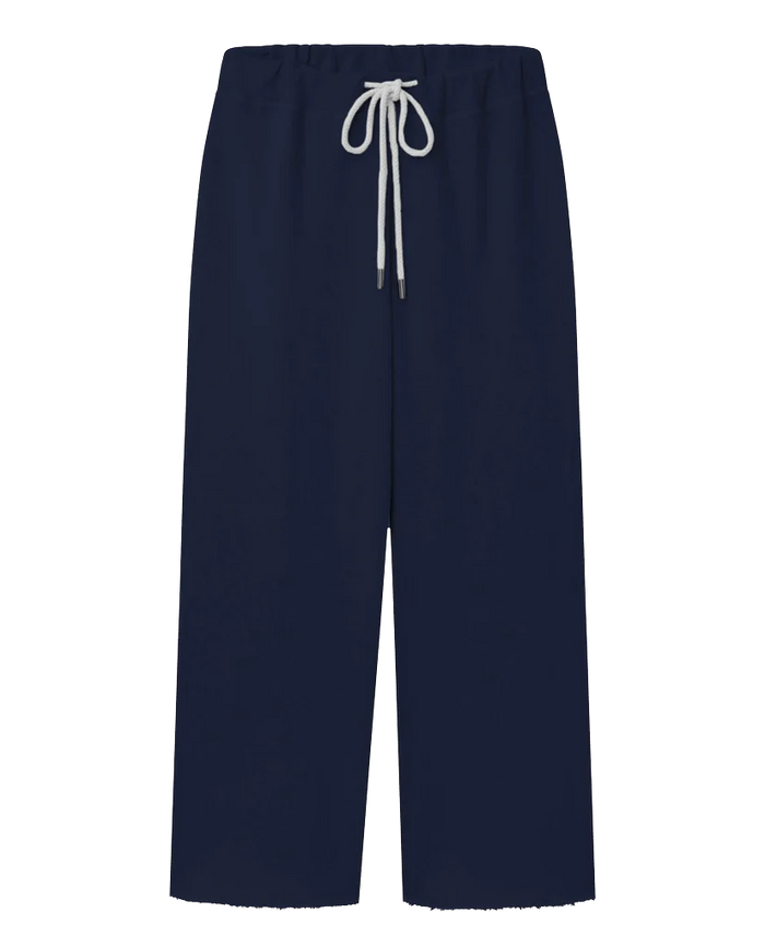 The Wide Leg Cropped Sweatpant. -- True Navy SWEATPANTS THE GREAT. FALL 23 KNITS